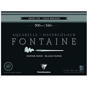 Clairefontaine Ref 975305C Fontaine Cold Pressed Black Watercolour Pad (15 Sheets) 30 x 40cm Size, 300gsm Paper Suitable for Watercolour Artwork Clairefontaine Ref 975305C Fontaine Cold Pressed Black Watercolour Pad (15 Sheets) 30 x 40cm Size, 300gsm Paper Suitable for Watercolour Artwork