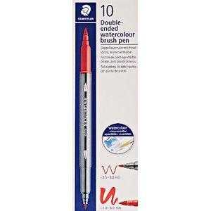 STAEDTLER 3001-73 Watercolour Double Fibre Tip Pens Design Journey, Burnt Sienna, Fine Tip and Flexible Brush Tip, Water-soluble, 10 Sienna Burnt Felt Tip Pens STAEDTLER 3001-73 Watercolour Double Fibre Tip Pens Design Journey, Burnt Sienna, Fine Tip and Flexible Brush Tip, Water-soluble, 10 Sienna Burnt Felt Tip Pens