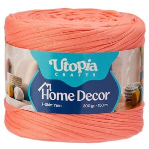 Utopia Crafts T-Shirt Yarn for Crocheting and Knitting Home Decor 300g/150m Elastic Microfibre Fabric Yarn Oeko-Tex Certified Washable Crochet Baskets Bags Rugs & Macramé 5-7mm Hook (Peach Coral) Utopia Crafts T-Shirt Yarn for Crocheting and Knitting Home Decor 300g/150m Elastic Microfibre Fabric Yarn Oeko-Tex Certified Washable Crochet Baskets Bags Rugs & Macramé 5-7mm Hook (Peach Coral)