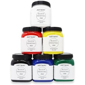 Artway Premium Block Printing Ink 250ml Assorted Pack of 6 Colours Ideal for Relief, Block and Lino Printmaking Artway Premium Block Printing Ink 250ml Assorted Pack of 6 Colours Ideal for Relief, Block and Lino Printmaking