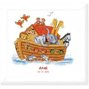 Vervaco Birth Record Noah's Ark Counted Cross Stitch Kit, Multi-Colour Vervaco Birth Record Noah's Ark Counted Cross Stitch Kit, Multi-Colour