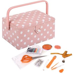 Hobby Gift Filled Sewing Box Craft & Hobby Storage, Sewing Basket with 94 Piece Sewing Kit Included, Medium, Spotty Pink, 18.5 x 25.5 x 14.5cm Hobby Gift Filled Sewing Box Craft & Hobby Storage, Sewing Basket with 94 Piece Sewing Kit Included, Medium, Spotty Pink, 18.5 x 25.5 x 14.5cm