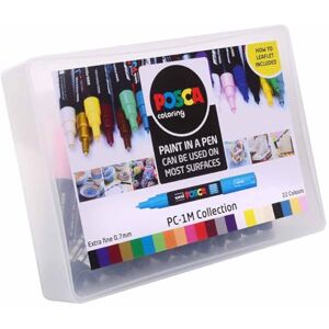 Posca PC-1M Permanent Marker Paint Pens. Extra Fine Tip for Art & Crafts. Multi Surface Use On Wood Metal Paper Canvas Cardboard Glass Fabric Ceramic Rock Pebble Stone Porcelain. Set of 22 Colours Posca PC-1M Permanent Marker Paint Pens. Extra Fine Tip for Art & Crafts. Multi Surface Use On Wood Metal Paper Canvas Cardboard Glass Fabric Ceramic Rock Pebble Stone Porcelain. Set of 22 Colours