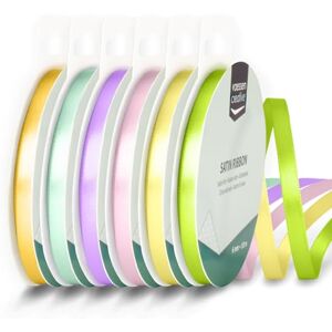 Creative Labs Satin Ribbon 0.24" x 32.8 ft (6 mm x 10 m) Double-Sided Thin Ribbons for Crafting and Gift Wrapping Spring Colours 6 Pieces Creative Labs Satin Ribbon 0.24" x 32.8 ft (6 mm x 10 m) Double-Sided Thin Ribbons for Crafting and Gift Wrapping Spring Colours 6 Pieces