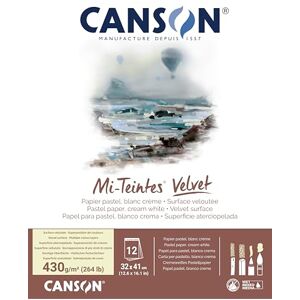 Canson Mi-Teintes Velvet Pastel 430gsm 32 x 41cm Paper, 12 Sheets, Cream White, Drawing & Sketching, for Professional Artists & Illustrators Canson Mi-Teintes Velvet Pastel 430gsm 32 x 41cm Paper, 12 Sheets, Cream White, Drawing & Sketching, for Professional Artists & Illustrators