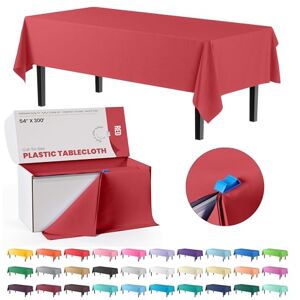 Exquisite Red 54x300in Plastic Disposable Tablecloth Roll with Built-in Cutter 36 Rectangle Table Covers in a Box Exquisite Red 54x300in Plastic Disposable Tablecloth Roll with Built-in Cutter 36 Rectangle Table Covers in a Box