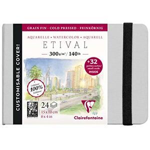 Clairefontaine Ref 975444C Etival Cold Pressed Sewn Watercolour Painting & Drawing Book (24 Sheets of Paper) 10 x 15cm 300gsm Cellulose Art Paper, Black Clairefontaine Ref 975444C Etival Cold Pressed Sewn Watercolour Painting & Drawing Book (24 Sheets of Paper) 10 x 15cm 300gsm Cellulose Art Paper, Black