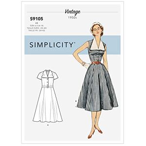 Simplicity Sewing Pattern S9105 Misses' Vintage Dress with Detachable Collar, Various, U5 (16-18-20-22-24) Simplicity Sewing Pattern S9105 Misses' Vintage Dress with Detachable Collar, Various, U5 (16-18-20-22-24)