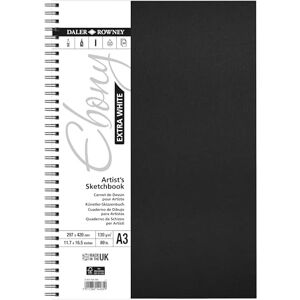 Daler Rowney Daler-Rowney Extra White Ebony 130gsm A3 Hardback Portrait Sketchbook, 46 White Sheets, Ideal for Professional Artists & Students Daler Rowney Daler-Rowney Extra White Ebony 130gsm A3 Hardback Portrait Sketchbook, 46 White Sheets, Ideal for Professional Artists & Students