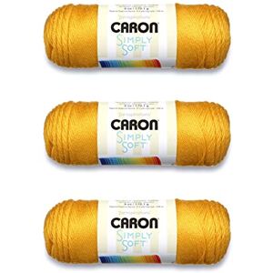 Caron Simply Soft Gold Yarn 3 Pack of 170g/6oz Acrylic 4 Medium (Worsted) 315 Yards Knitting/Crochet Caron Simply Soft Gold Yarn 3 Pack of 170g/6oz Acrylic 4 Medium (Worsted) 315 Yards Knitting/Crochet