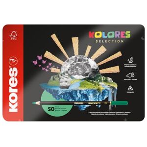 Kores Kolores Selection, 50 Triangular Shape Colouring Pencils Coloured Pencils with Soft Lead, Triangular Shape, FSC Wood Back to School Supplies Set of 50 Assorted in Metal Case Kores Kolores Selection, 50 Triangular Shape Colouring Pencils Coloured Pencils with Soft Lead, Triangular Shape, FSC Wood Back to School Supplies Set of 50 Assorted in Metal Case