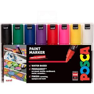 Posca PC-7M Permanent Marker Paint Pens. Broad Bullet Tip for Art & Crafts. Multi Surface Use On Wood Metal Paper Canvas Cardboard Glass Fabric Ceramic Rock Pebble Stone Porcelain. Set of 8 Colours Posca PC-7M Permanent Marker Paint Pens. Broad Bullet Tip for Art & Crafts. Multi Surface Use On Wood Metal Paper Canvas Cardboard Glass Fabric Ceramic Rock Pebble Stone Porcelain. Set of 8 Colours