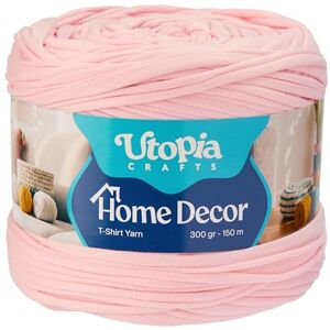 Utopia Crafts T-Shirt Yarn for Crocheting and Knitting Home Decor 300g/150m Elastic Microfibre Fabric Yarn Oeko-Tex Certified Washable Crochet Baskets Bags Rugs & Macramé 5-7mm Hook (Powder Pink) Utopia Crafts T-Shirt Yarn for Crocheting and Knitting Home Decor 300g/150m Elastic Microfibre Fabric Yarn Oeko-Tex Certified Washable Crochet Baskets Bags Rugs & Macramé 5-7mm Hook (Powder Pink)