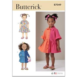 Butterick Sewing Pattern B7049A Toddlers' Dress with Sleeve Variations A (1/2-1-2-3-4) Butterick Sewing Pattern B7049A Toddlers' Dress with Sleeve Variations A (1/2-1-2-3-4)