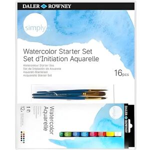 Daler Rowney Daler-Rowney Simply Watercolour Starter Set, Assorted Colours, 16-Pieces, For Entry-Level Artists & Hobbyists Daler Rowney Daler-Rowney Simply Watercolour Starter Set, Assorted Colours, 16-Pieces, For Entry-Level Artists & Hobbyists