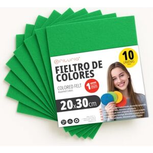 OFITURIA Felt for DIY Crafts, Soft and Flexible Coloured Fabric Sheets for Sewing, Patchwork, School Projects, Textile Art and Decoration, 20 x 30 cm (Green, 10 pcs) OFITURIA Felt for DIY Crafts, Soft and Flexible Coloured Fabric Sheets for Sewing, Patchwork, School Projects, Textile Art and Decoration, 20 x 30 cm (Green, 10 pcs)