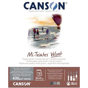 Canson Mi-Teintes Velvet Pastel 430gsm 32 x 41cm Paper, 12 Sheets, Assorted Grey Tones, Drawing & Sketching, for Professional Artists & Illustrators Canson Mi-Teintes Velvet Pastel 430gsm 32 x 41cm Paper, 12 Sheets, Assorted Grey Tones, Drawing & Sketching, for Professional Artists & Illustrators