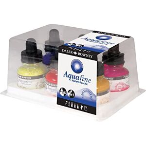 Daler Rowney Daler-Rowney Aquafine Watercolour Ink Set, 6 x 29.5ml Bottles & 1 FW Mixed Media Marker, Assorted Colours, For Professional Artists & Students Daler Rowney Daler-Rowney Aquafine Watercolour Ink Set, 6 x 29.5ml Bottles & 1 FW Mixed Media Marker, Assorted Colours, For Professional Artists & Students