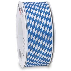 PRÄSENT Bavaria Printed Satin Ribbon White-Blue 40 mm Width, 20 m Length PRÄSENT Bavaria Printed Satin Ribbon White-Blue 40 mm Width, 20 m Length