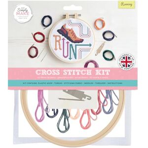 Simply MAKE Cross Stitch Kit Running Design, Kids & Adults, Hoop, Embroidery Thread, Adult Crafts, Beginners Craft Kit Simply MAKE Cross Stitch Kit Running Design, Kids & Adults, Hoop, Embroidery Thread, Adult Crafts, Beginners Craft Kit