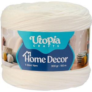 Utopia Crafts T-Shirt Yarn for Crocheting and Knitting Home Decor 300g/150m Elastic Microfibre Fabric Yarn Oeko-Tex Certified Machine Washable Crochet Baskets Bags Rugs & Macramé 5-7mm Hook (White) Utopia Crafts T-Shirt Yarn for Crocheting and Knitting Home Decor 300g/150m Elastic Microfibre Fabric Yarn Oeko-Tex Certified Machine Washable Crochet Baskets Bags Rugs & Macramé 5-7mm Hook (White)