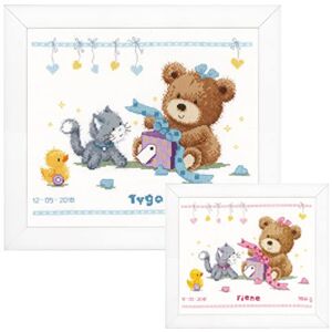 Vervaco Counted Cross Stitch Kit Bear & Present, Cotton, Multicoloured, 29 x 23 x 0,3 cm Vervaco Counted Cross Stitch Kit Bear & Present, Cotton, Multicoloured, 29 x 23 x 0,3 cm