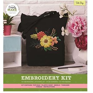 Simply MAKE Embroidery Tote Bag Craft Kit Black, Ideal Craft Accessories For Adults And Teenagers, Makes A Perfect Present, Hand Sewing Stitch Craft With Needle And Threads Simply MAKE Embroidery Tote Bag Craft Kit Black, Ideal Craft Accessories For Adults And Teenagers, Makes A Perfect Present, Hand Sewing Stitch Craft With Needle And Threads
