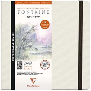 Clairefontaine Ref 975443C Fontaine Hot Pressed Sewn Watercolour Book (24 Sheets) 21 x 21cm Size, 300gsm Paper Suitable for Watercolour Artwork, Black Clairefontaine Ref 975443C Fontaine Hot Pressed Sewn Watercolour Book (24 Sheets) 21 x 21cm Size, 300gsm Paper Suitable for Watercolour Artwork, Black