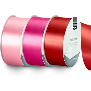 Creative Labs Satin Ribbon Set 3 Valentine Colours of 32.8 ft x 1.5" Red & Pink Thin Ribbon for Gift Wrapping and Crafting, 10mx38mm Creative Labs Satin Ribbon Set 3 Valentine Colours of 32.8 ft x 1.5" Red & Pink Thin Ribbon for Gift Wrapping and Crafting, 10mx38mm