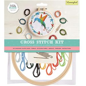 Simply MAKE Cross Stitch Kit Hummingbird Design for Kids and Adults, Including Hoop, Embroidery Thread, Fabric and Needle Perfect for Adult Crafts and Beginners Starter Cross Stitch Craft Kit Simply MAKE Cross Stitch Kit Hummingbird Design for Kids and Adults, Including Hoop, Embroidery Thread, Fabric and Needle Perfect for Adult Crafts and Beginners Starter Cross Stitch Craft Kit