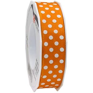 PRÄSENT Polka Dots Wired & Printed Ribbon Orange-White 25 mm Width, 20 m Length PRÄSENT Polka Dots Wired & Printed Ribbon Orange-White 25 mm Width, 20 m Length
