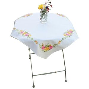 Trimits Printed Cross Stitch Kit Tablecloth Includes, Printed Fabric, Threads, Needle & Instructions, 80 x 80cm, Floral Bouquet Trimits Printed Cross Stitch Kit Tablecloth Includes, Printed Fabric, Threads, Needle & Instructions, 80 x 80cm, Floral Bouquet