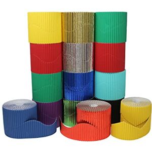 Bright Ideas PK15 Assorted Edge Corrugated Border Rolls School Displays Arts and Crafts, 15 Assorted Colour Rolls Including Metallic,10cm x 5m 80 & 120gsm, Wavy and Zig-Zag Design. BI8230. Bright Ideas PK15 Assorted Edge Corrugated Border Rolls School Displays Arts and Crafts, 15 Assorted Colour Rolls Including Metallic,10cm x 5m 80 & 120gsm, Wavy and Zig-Zag Design. BI8230.