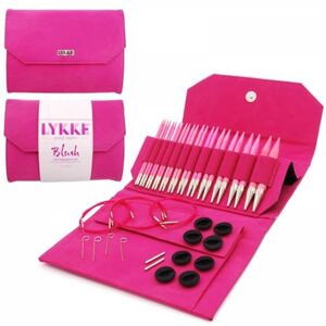 Lykke Interchangeable Circular Knitting Needle Set 5in Tips Birchwood Blush Denim Fuchsia Denim Effect Lykke Interchangeable Circular Knitting Needle Set 5in Tips Birchwood Blush Denim Fuchsia Denim Effect
