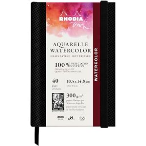 Rhodia 116157C Touch Watercolor Book, 100% cotton satin grain paper 300g A6 portrait, 40 pages sewn booklet with stiff edge Rhodia 116157C Touch Watercolor Book, 100% cotton satin grain paper 300g A6 portrait, 40 pages sewn booklet with stiff edge