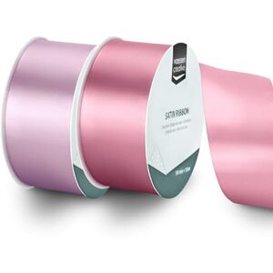 Creative Labs Satin Ribbon Set 2 Colours of 32.8 ft x 2" Pink Thin Ribbon for Gift Wrapping and Crafting, 10mx50mm Creative Labs Satin Ribbon Set 2 Colours of 32.8 ft x 2" Pink Thin Ribbon for Gift Wrapping and Crafting, 10mx50mm