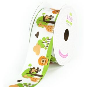 LUV Ribbons Satin Jungle Theme Ribbon by Creative Ideas, 1-1/2-Inch, White LUV Ribbons Satin Jungle Theme Ribbon by Creative Ideas, 1-1/2-Inch, White