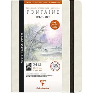 Clairefontaine Ref 975442C Fontaine Hot Pressed Sewn Watercolour Book (24 Sheets) 21 x 16cm Size, 300gsm Paper Suitable for Watercolour Artwork, Black Clairefontaine Ref 975442C Fontaine Hot Pressed Sewn Watercolour Book (24 Sheets) 21 x 16cm Size, 300gsm Paper Suitable for Watercolour Artwork, Black