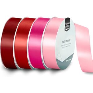 Creative Labs Satin Ribbon Set 4 Valentine Colours of 32.8 ft x 1" Red & Pink Thin Ribbon for Gift Wrapping and Crafting Creative Labs Satin Ribbon Set 4 Valentine Colours of 32.8 ft x 1" Red & Pink Thin Ribbon for Gift Wrapping and Crafting