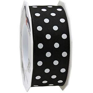 PRÄSENT Polka Dots Wired & Printed Ribbon Black-White 40 mm Width, 20 m Length PRÄSENT Polka Dots Wired & Printed Ribbon Black-White 40 mm Width, 20 m Length
