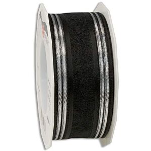 Palma Black-Silver Organza Ribbon - 40 mm x 20 m - Ribbon Palma Black-Silver Organza Ribbon - 40 mm x 20 m - Ribbon