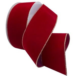 Morex Flocked Wired Velvet Ribbon, 4 inch by 50 Yards, Berry Red Morex Flocked Wired Velvet Ribbon, 4 inch by 50 Yards, Berry Red