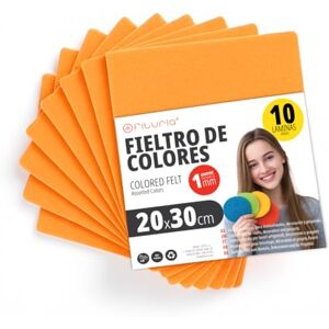 OFITURIA Felt for DIY Crafts, Soft and Flexible Coloured Fabric Sheets for Sewing, Patchwork, School Projects, Textile Art and Decoration, 20 x 30 cm (Orange, 10 pcs) OFITURIA Felt for DIY Crafts, Soft and Flexible Coloured Fabric Sheets for Sewing, Patchwork, School Projects, Textile Art and Decoration, 20 x 30 cm (Orange, 10 pcs)