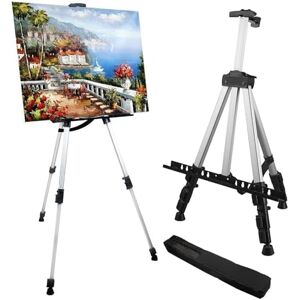 RRFTOK Artist Easel Stand, Aluminum Metal Adjustable Easel for Painting Canvases Height from 17 to 66 Inch,Carry Bag for Table-Top/Floor Drawing and Didplaying RRFTOK Artist Easel Stand, Aluminum Metal Adjustable Easel for Painting Canvases Height from 17 to 66 Inch,Carry Bag for Table-Top/Floor Drawing and Didplaying