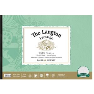 Daler Rowney Daler-Rowney The Langton Prestige Cold-Pressed Watercolour & Gouache 300gsm 20 x 14in Paper Pad, Glued 1 Side, Natural White, 12 Sheets, For Professional Artists & Students Daler Rowney Daler-Rowney The Langton Prestige Cold-Pressed Watercolour & Gouache 300gsm 20 x 14in Paper Pad, Glued 1 Side, Natural White, 12 Sheets, For Professional Artists & Students
