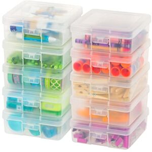 IRIS USA Plastic Pencil Case Box Craft Hobby Art School Supply Storage Organizer Container with Latching Lid, 10-Pack, for Bead Pens Ribbons Wahi Tape Sticker Yarn Ornaments, Stackable, Clear, Small IRIS USA Plastic Pencil Case Box Craft Hobby Art School Supply Storage Organizer Container with Latching Lid, 10-Pack, for Bead Pens Ribbons Wahi Tape Sticker Yarn Ornaments, Stackable, Clear, Small