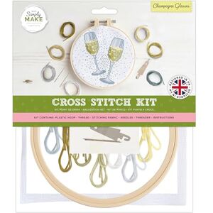 Simply MAKE docrafts Cross Stitch Hoop Embroidery Kit, Champagne Glasses, DIY Make Your Own Craft Set, for Adults, Older Children, Kids, Beginners, Experienced Crafters, Perfect Hobby Simply MAKE docrafts Cross Stitch Hoop Embroidery Kit, Champagne Glasses, DIY Make Your Own Craft Set, for Adults, Older Children, Kids, Beginners, Experienced Crafters, Perfect Hobby