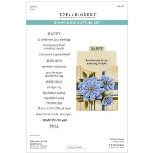 Spellbinders Tabbed in & Out Sentiments Clear Stamp & Die Set from The Tabbed Classics Collection by Wendy Vecchi Spellbinders Tabbed in & Out Sentiments Clear Stamp & Die Set from The Tabbed Classics Collection by Wendy Vecchi