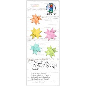 Ursus 3494 00 99 Froebel Stars Pastel, 130 g/m², Coloured Drawing Paper, 100 Folding Strips, Size 1 x 50 cm, Diameter 4.3 cm, 5 Colours, with Craft Instructions, DIY Craft Paper for Folding Ursus 3494 00 99 Froebel Stars Pastel, 130 g/m², Coloured Drawing Paper, 100 Folding Strips, Size 1 x 50 cm, Diameter 4.3 cm, 5 Colours, with Craft Instructions, DIY Craft Paper for Folding