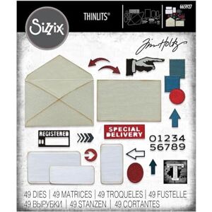 Sizzix Thinlits Die Set 48PK Postale by Tim Holtz 665927 Chapter 3 2022, Multicolor, One Size Sizzix Thinlits Die Set 48PK Postale by Tim Holtz 665927 Chapter 3 2022, Multicolor, One Size